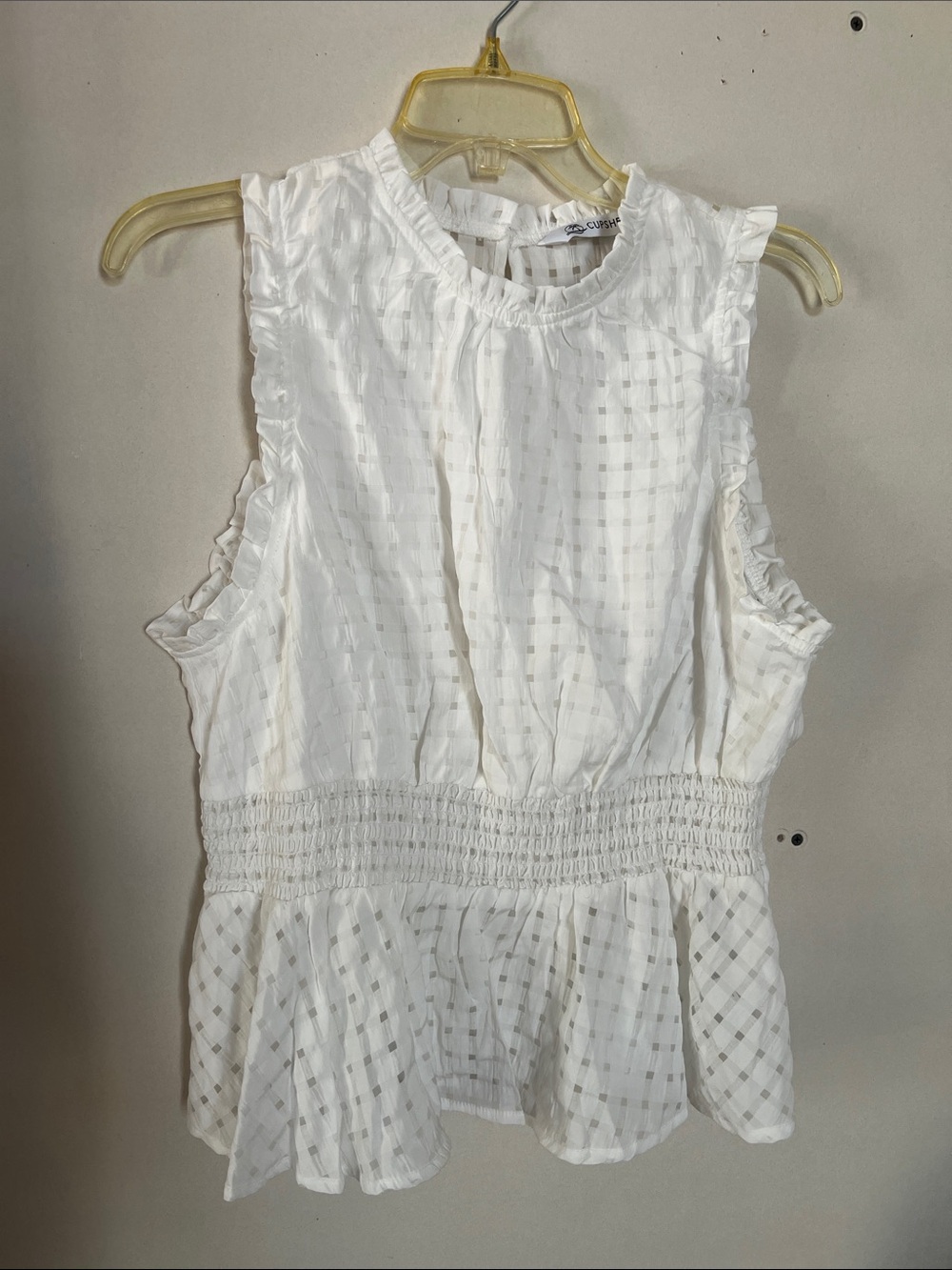 Cupshe White Sleeveless Smocked Waist Peplum Camisole